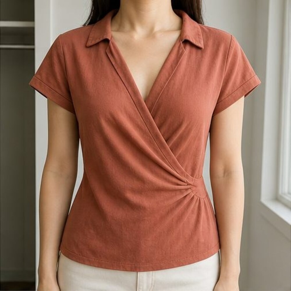 Rust Puff Sleeve Top - Picture 2 of 6